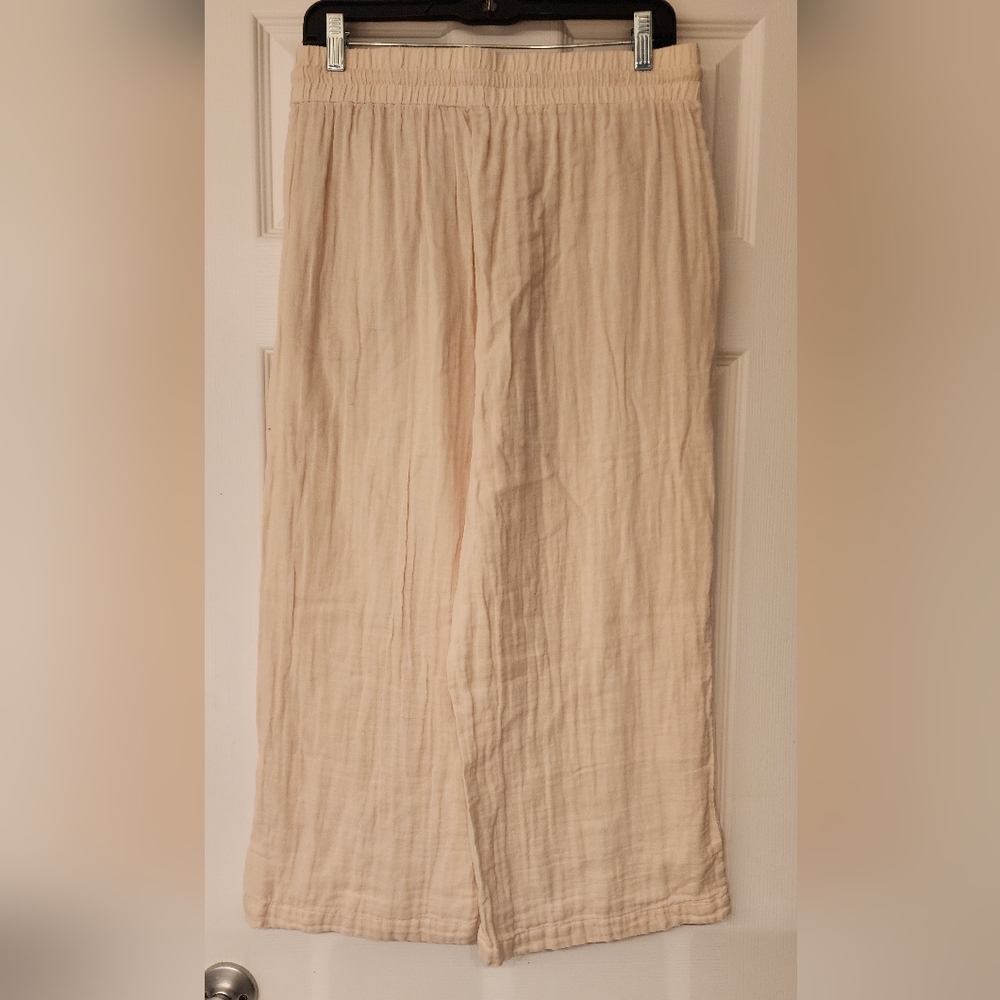 CALME by Johnny Was cropped drawstring pull-on cotton pants size M - Picture 3 of 8